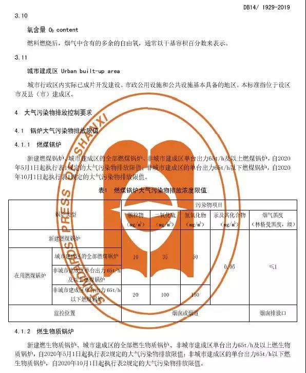 山西锅炉大气污染物排放标准(DB14/1929-2019)全文