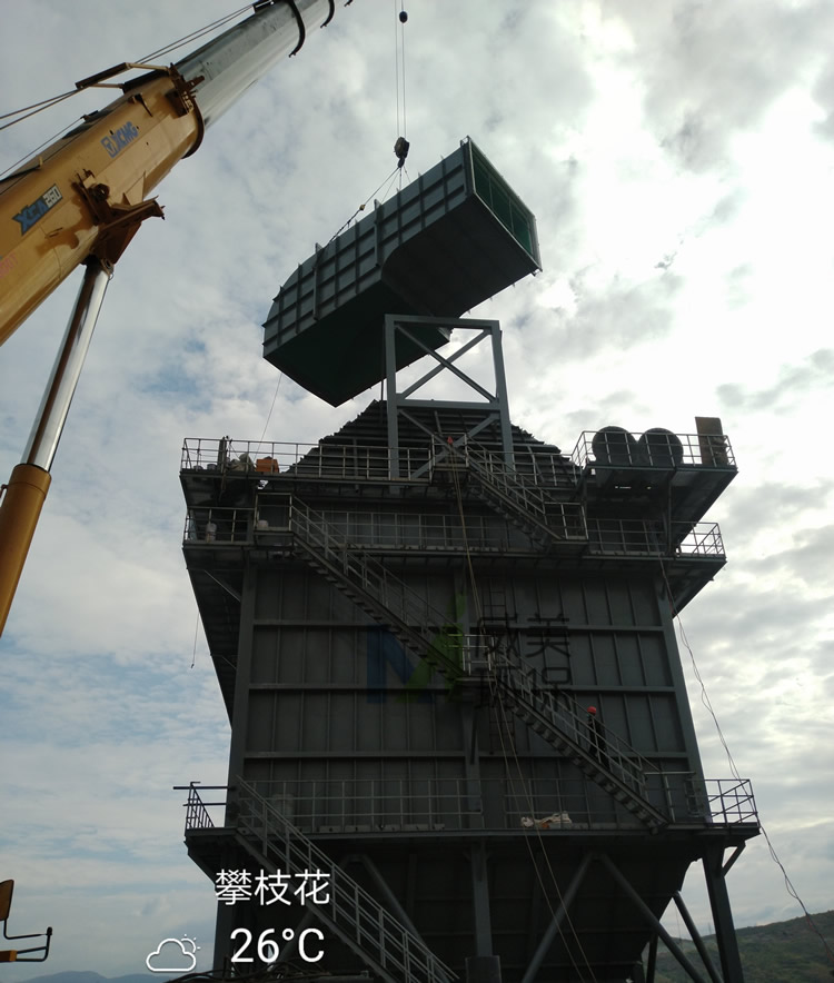 河北百瑞彩票磷化工60万气量水淬渣、渣汽收集处理静电除雾器施工现场